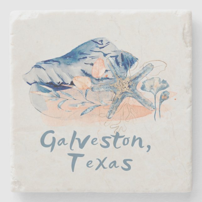 Galveston Texas Seashells  Stone Coaster (Front)
