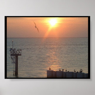 Galveston Texas Sunset on Water Poster