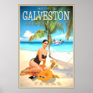 Galveston Texas Travel Poster Princess Beach Royal