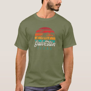 GALVESTON TX, Galveston Texas Retro Sunset Design T-Shirt