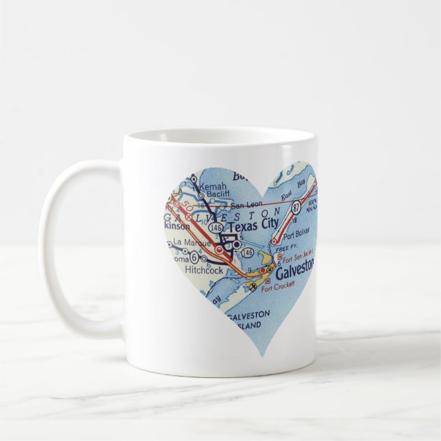 Galveston TX Vintage Map Coffee Mug (Left)