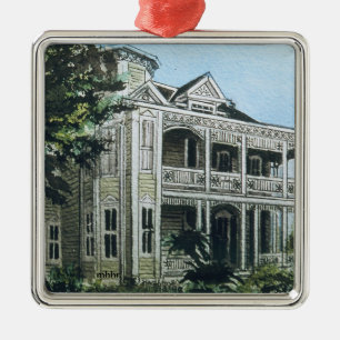 Galveston Watercolor, 1886 Joel Wolfe House Metal Tree Decoration