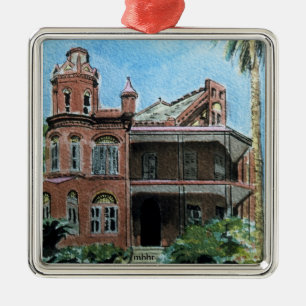 Galveston Watercolor, 1886 Landes-McDonough House Metal Tree Decoration