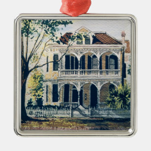 Galveston Watercolor, 1887 Howard Carnes House Metal Tree Decoration