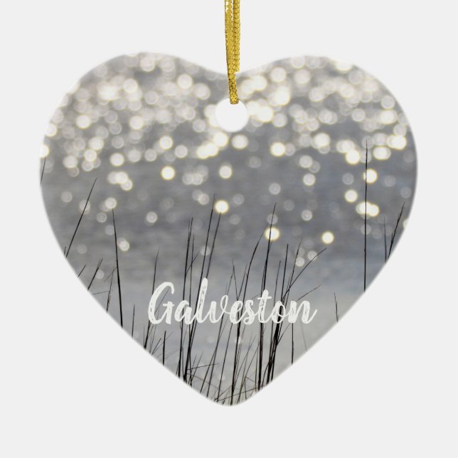 Galveston Wetland Grass Twinkling Sea Ceramic Tree Decoration (Front)