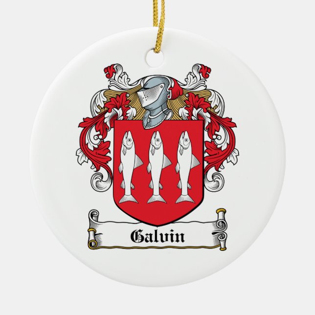 Galvin Family Crest Ceramic Tree Decoration (Front)