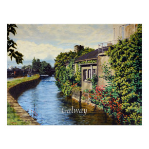 Galway City Ireland Scenic Canal View Poster