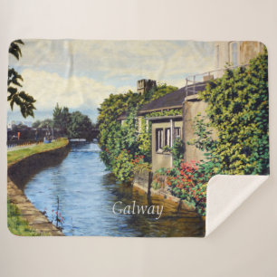 Galway City Ireland Scenic Canal View Sherpa Blanket