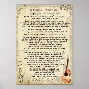 Galway Girl Song Lyric Vintage Wall Art Print