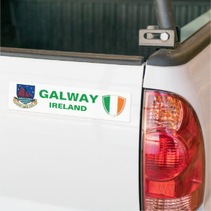 Galway Ireland Crest and Irish Flag Bumper Sticker