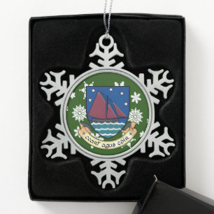 Galway Ireland Crest Irish Snowflake Pewter Christmas Ornament