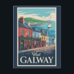 Galway Ireland Illustration Travel Art Vintage Postcard<br><div class="desc">Galway retro vector travel design. As a key stop along the Wild Atlantic Way,  Galway blends coastal charm,  cultural energy,  and historic beauty,  making it one of Ireland’s most beloved destinations.</div>