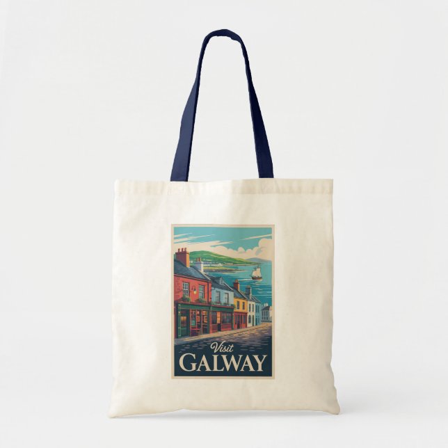 Galway Ireland Illustration Travel Art Vintage Tote Bag (Front)