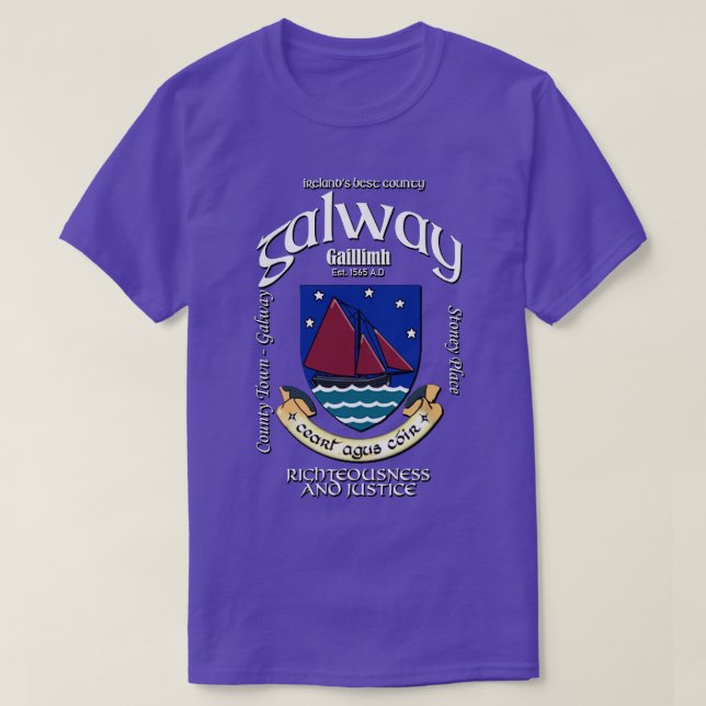 Galway Ireland Irish Crest Coat of Arms T-Shirt (Design Front)