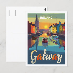 Galway Ireland Vintage Famous Travel Place Postcard