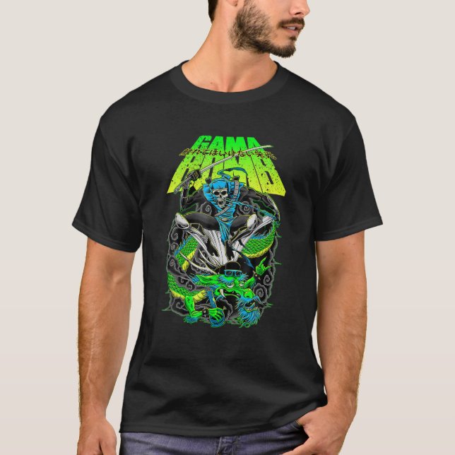 Gama Bomb Skull Ninja Legends Ride A Tired Dragon T-Shirt (Front)
