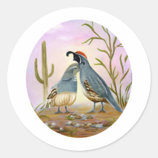 Gambel Quails Classic Round Sticker