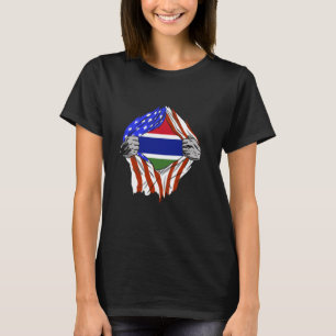 Gambia Flag America Chest Gambian Pride Gambian Ro T-Shirt