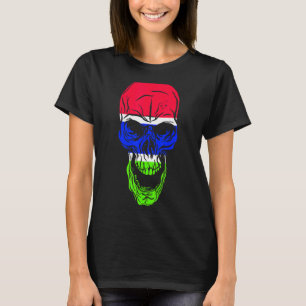 Gambia Flag Colours Skull T-Shirt