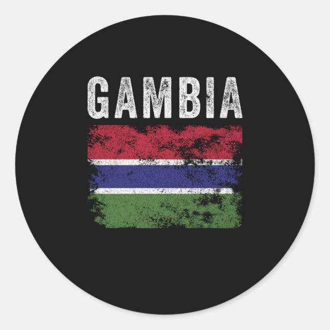 Gambia Flag Distressed - Gambian Flag Classic Round Sticker (Front)