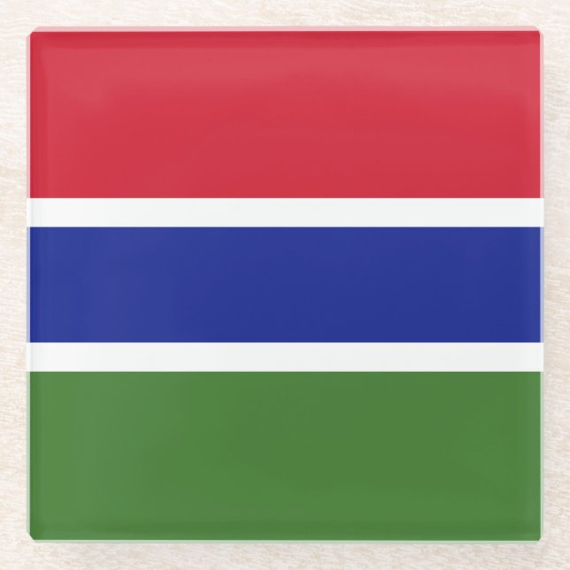 Gambia Flag Glass Coaster (Front)