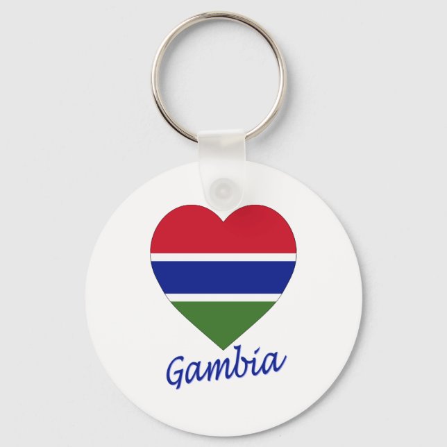 Gambia Flag Heart Key Ring (Front)