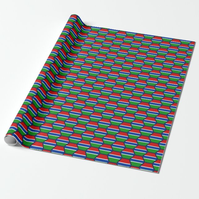 Gambia Flag Honeycomb Wrapping Paper (Unrolled)