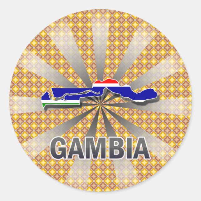 Gambia Flag Map 2.0 Classic Round Sticker (Front)