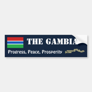 Gambia Flag + Map Bumper Sticker