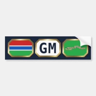 Gambia Flag Map Code Bumper Sticker