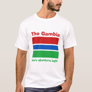 Gambia Flag + Map + Text T-Shirt