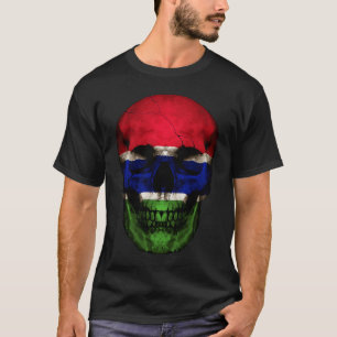Gambia Flag Skull Gambian Roots Proud Patriotic T-Shirt