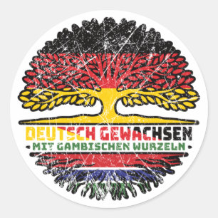 Gambia Gambisch Deutsch Deutschland Baum Wurzel Classic Round Sticker