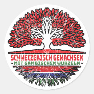 Gambia Gambisch Schweizer Schweiz Baum Wurzel Classic Round Sticker