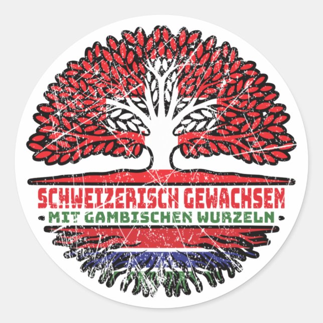 Gambia Gambisch Schweizer Schweiz Baum Wurzel Classic Round Sticker (Front)