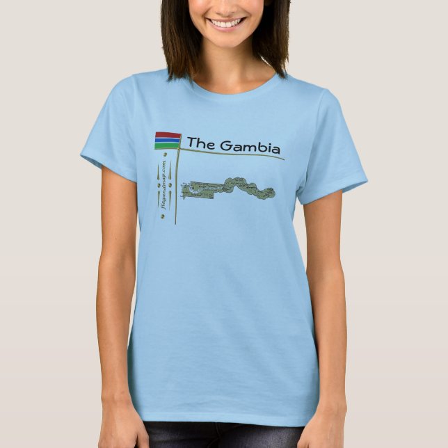 Gambia Map + Flag + Title T-Shirt (Front)