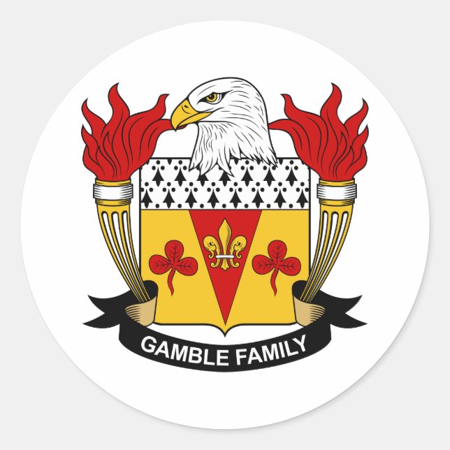 Gamble Family Crest Classic Round Sticker (Front)