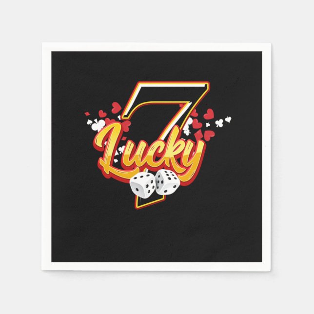 Gambler Casino Lucky 7 Seven Dice Game Gambling Napkin (Front)
