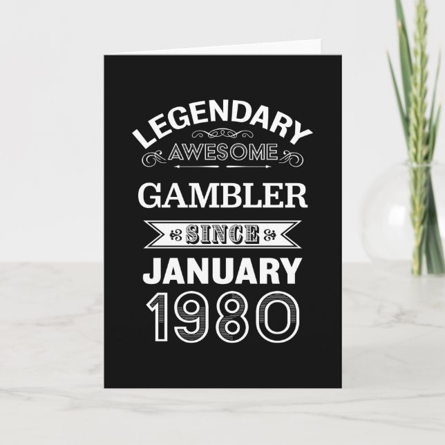 Gambler January 1980 40th Birthday Gift Card (Front)