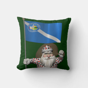 Gambler Santa Claus With Ensign Of Las Vegas Cushion