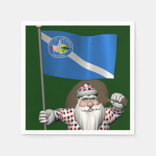 Gambler Santa Claus With Ensign Of Las Vegas Napkin