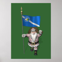 Gambler Santa Claus With Ensign Of Las Vegas
