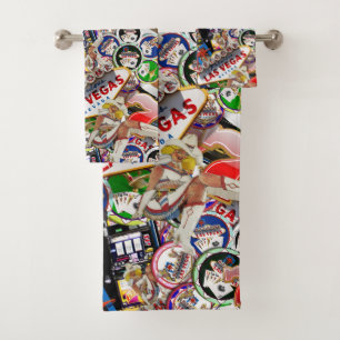 Gamblers Delight - Las Vegas Icons Collage Bath Towel Set
