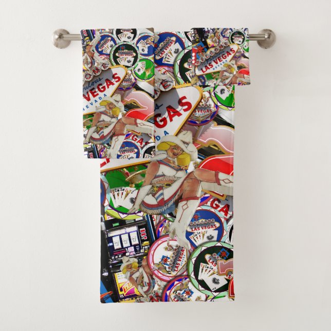 Gamblers Delight - Las Vegas Icons Collage Bath Towel Set (Insitu)