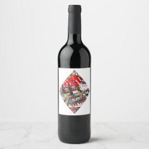 Gamblers Delight - Las Vegas Icons Collage Wine Label