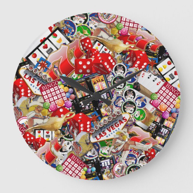 Gamblers Delight - Las Vegas Icons Large Clock (Front)