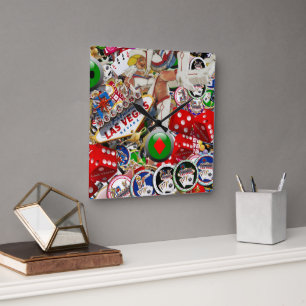 Gamblers Delight - Las Vegas Icons Square Wall Clock