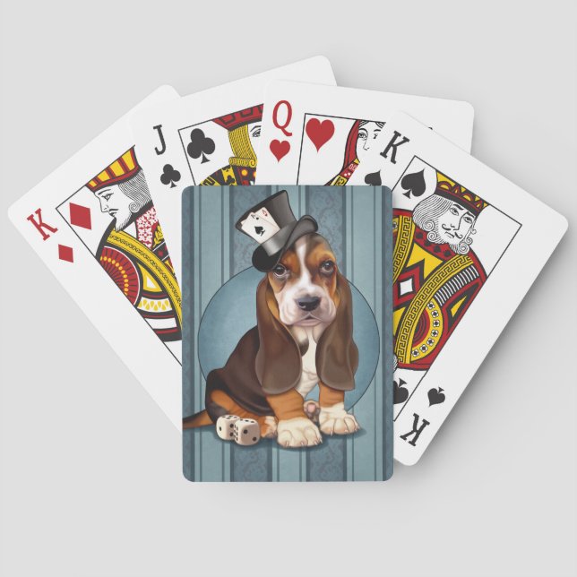 Gambling Basset Hound Puppy Playing Cards (Back)