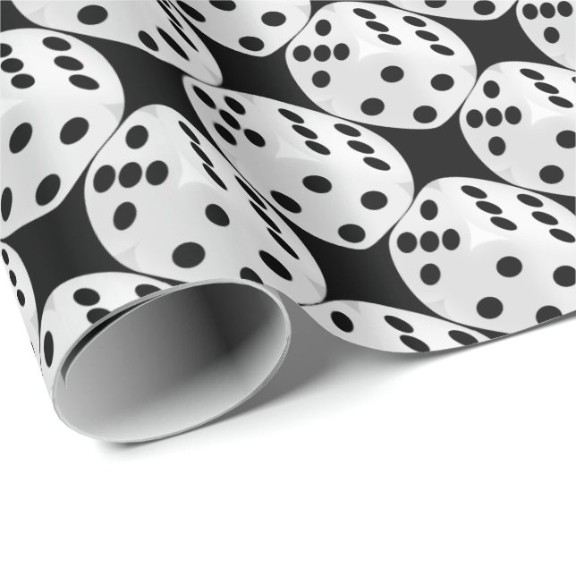 Gambling black white dice tiled wrapping paper (Roll Corner)