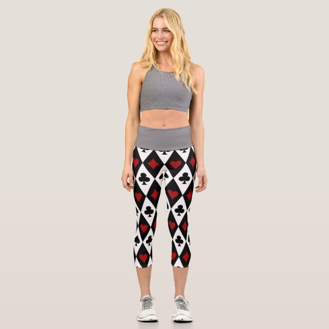 Gambling Blackjack Card Player Casino Las Vegas Capri Leggings (Front)